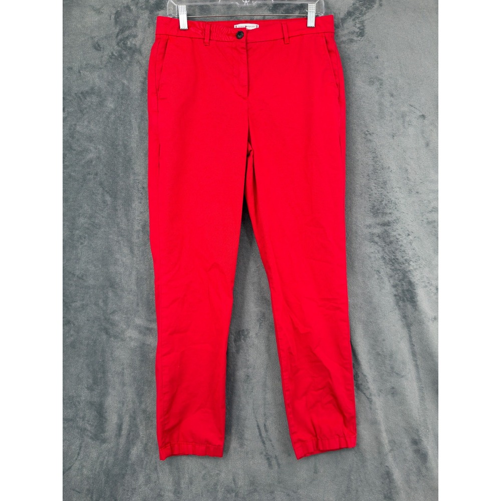 Tommy Hilfiger Pants Womens Size 8 Red Chino Slim Fit Stretch Casual Trousers